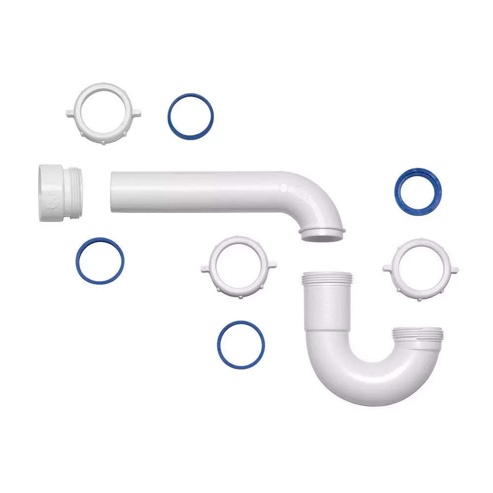 Dearborn 1-1/2 in. Plastic P-Trap with Threaded PVC Adapter and Reversible J-Bend in White