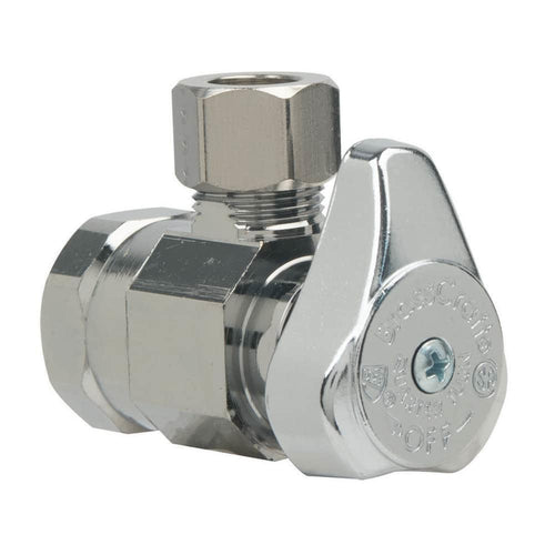 Angle Stop Valve - BRASS CRAFT MFG CO - 1/2 x 3/8 in. FIPS x OD Compression Angle Supply Stop Valve in Chrome
