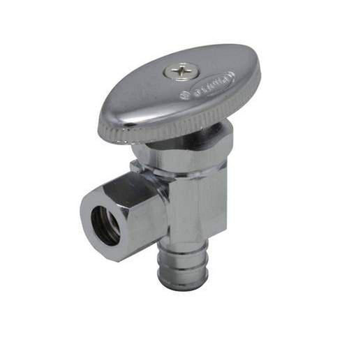 Angle Stop Valve - PROFLO - 1/2 PEX x 3/8 in. OD COMP Multi-Turn Angle Supply Stop Valve in Chrome (Low Lead)
