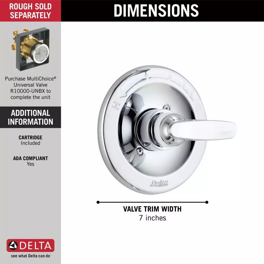 Tub Spout - DELTA FAUCET CO - Single Handle Pressure Balancing Valve Trim in Chrome