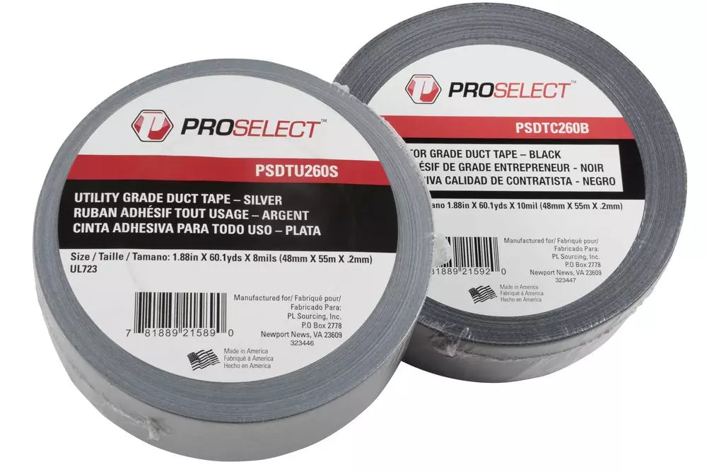 Sealant Pack (PTFE Tape) - PROSELECT - 2 in. x 60 yd. Premium Grade Duct Tape in Black