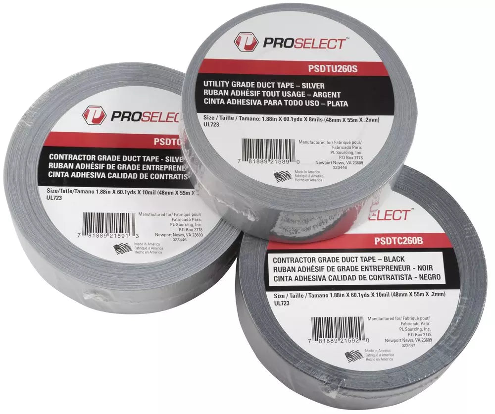 Sealant Pack (PTFE Tape) - PROSELECT - 2 in. x 60 yd. Premium Grade Duct Tape in Black