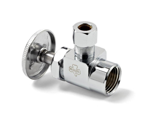 Angle Stop Valve - MCGUIRE MANUFACTURING - 1/2 x 3/8 in. IPS x OD Tube Wheel Angle Supply Stop Valve in Chrome Plated