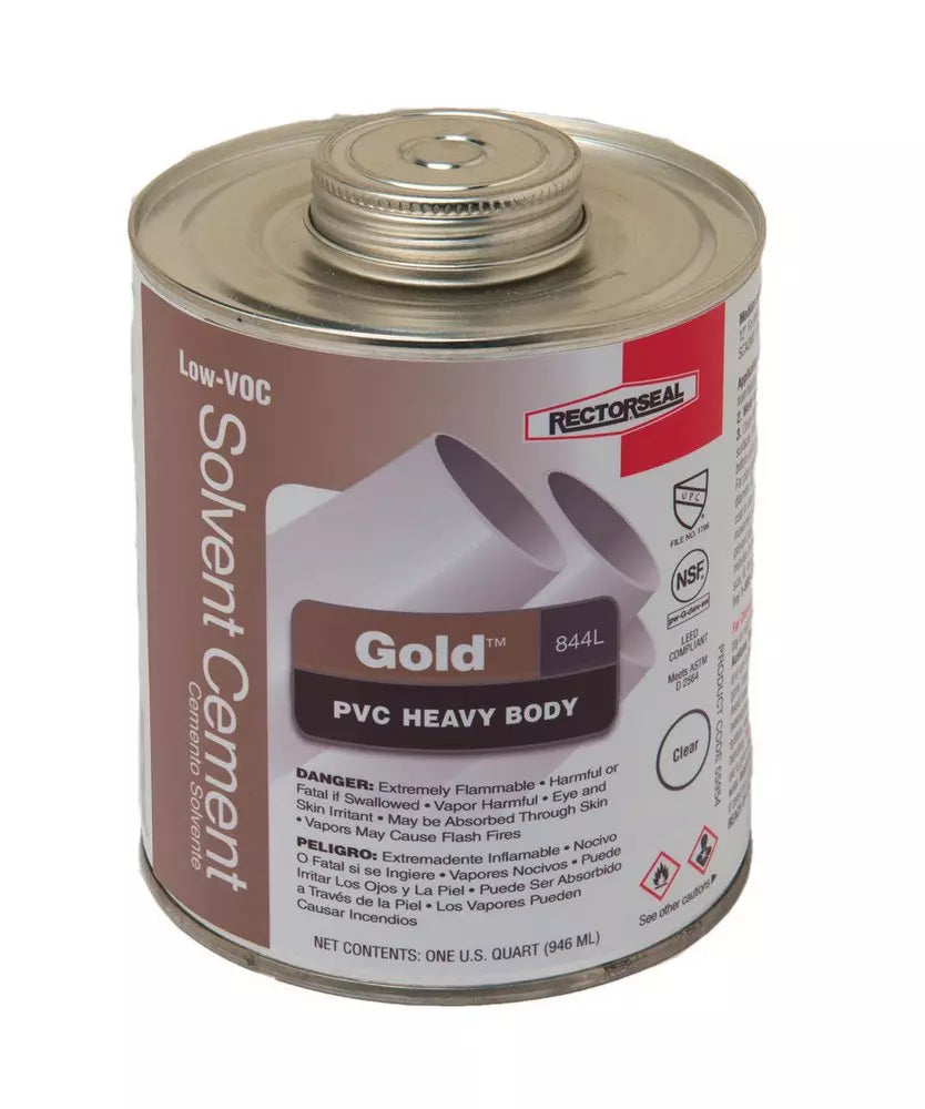 Rectorseal Gold 844L 32 oz. Heavy PVC Low Voc Clear Pipe Cement