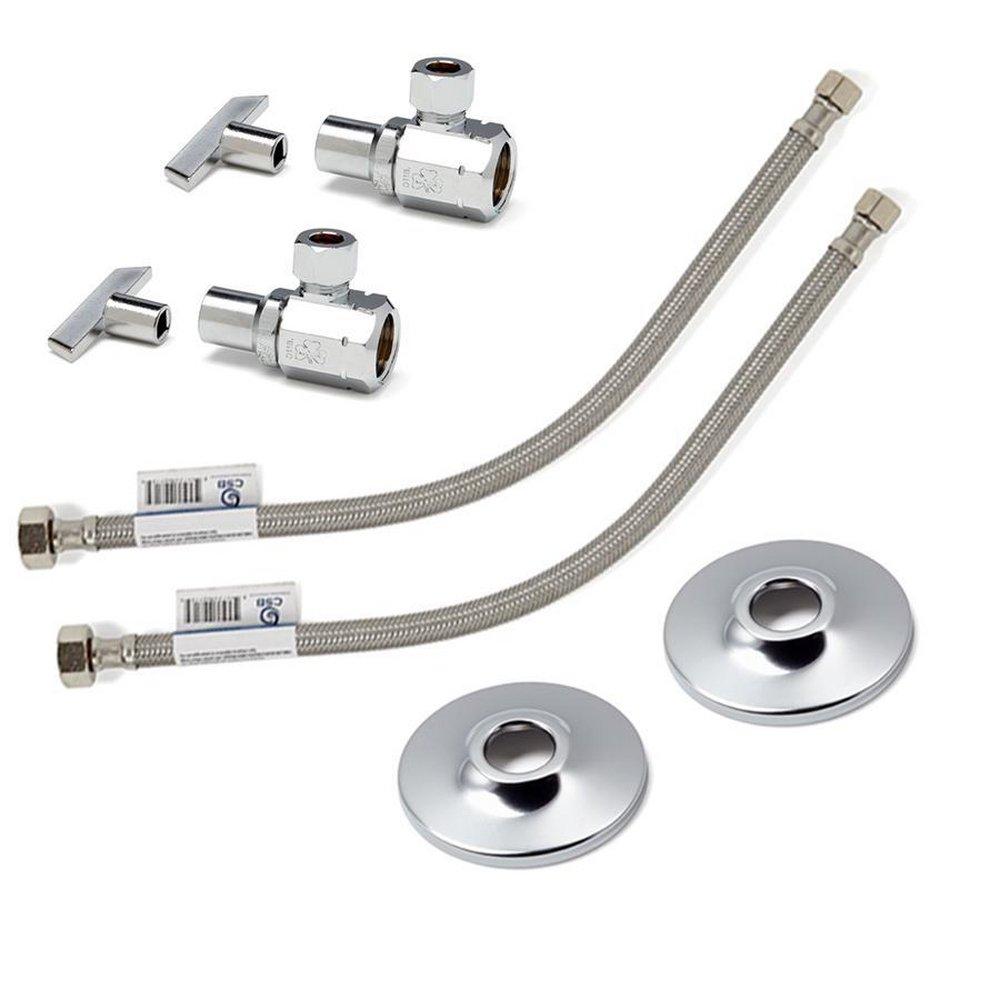 Sink Supply Lines (Pair) - MCGUIRE MANUFACTURING - 1/2 in x 3/8 in. x 16 in. Braided Stainless Sink Flexible Water Connector