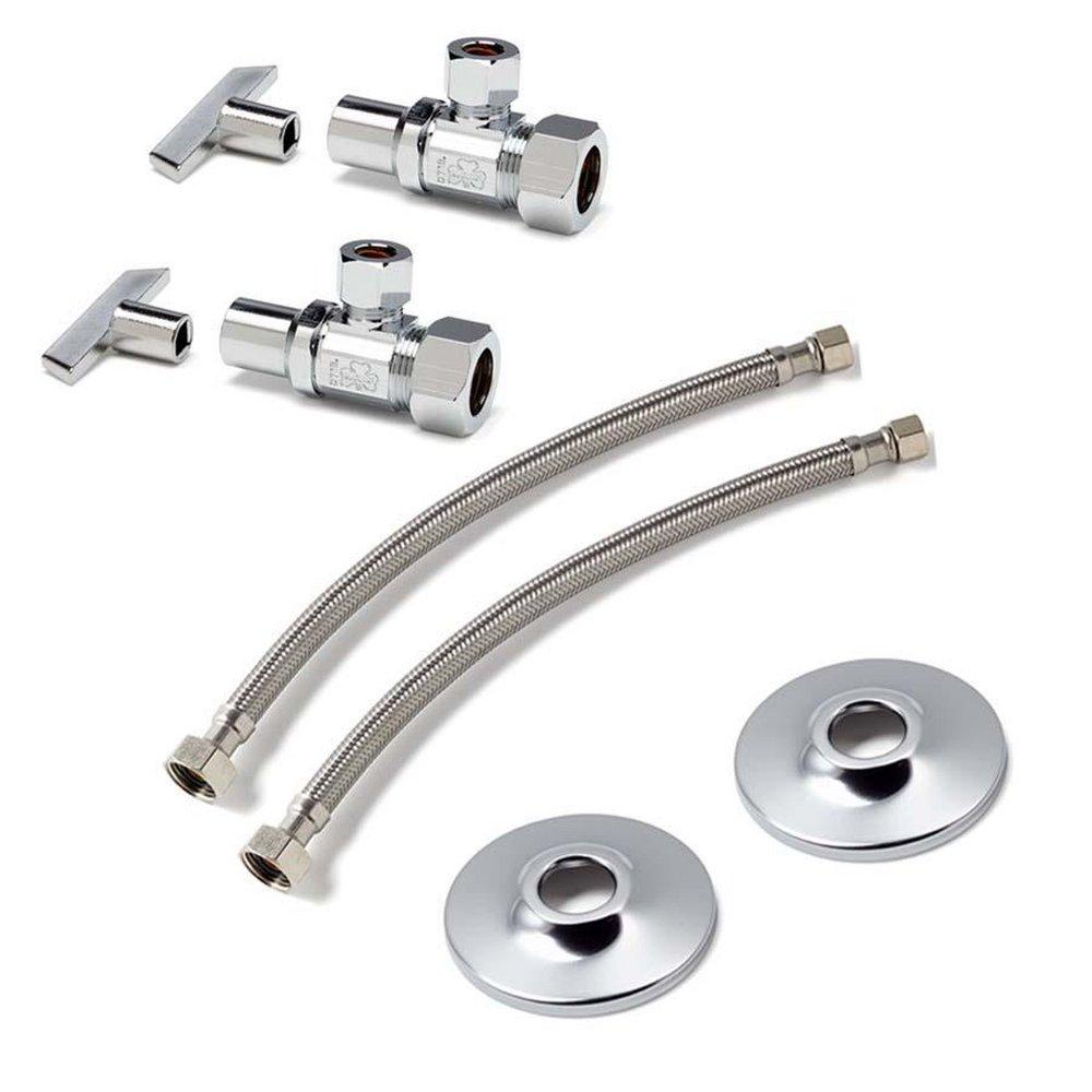 Sink Supply Lines (Pair) - MCGUIRE MANUFACTURING - 1/2 in x 3/8 in. x 12 in. Braided Stainless Sink Flexible Water Connector