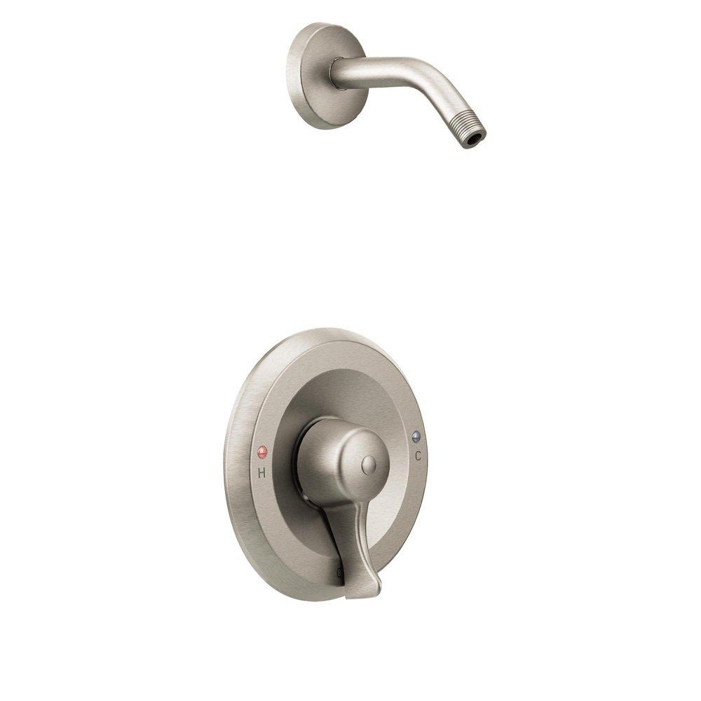 Shower Arm + Flange - MOEN INC - Single Handle Shower Faucet in Classic Brushed Nickel (Trim Only) (Showerhead Sold Separately)
