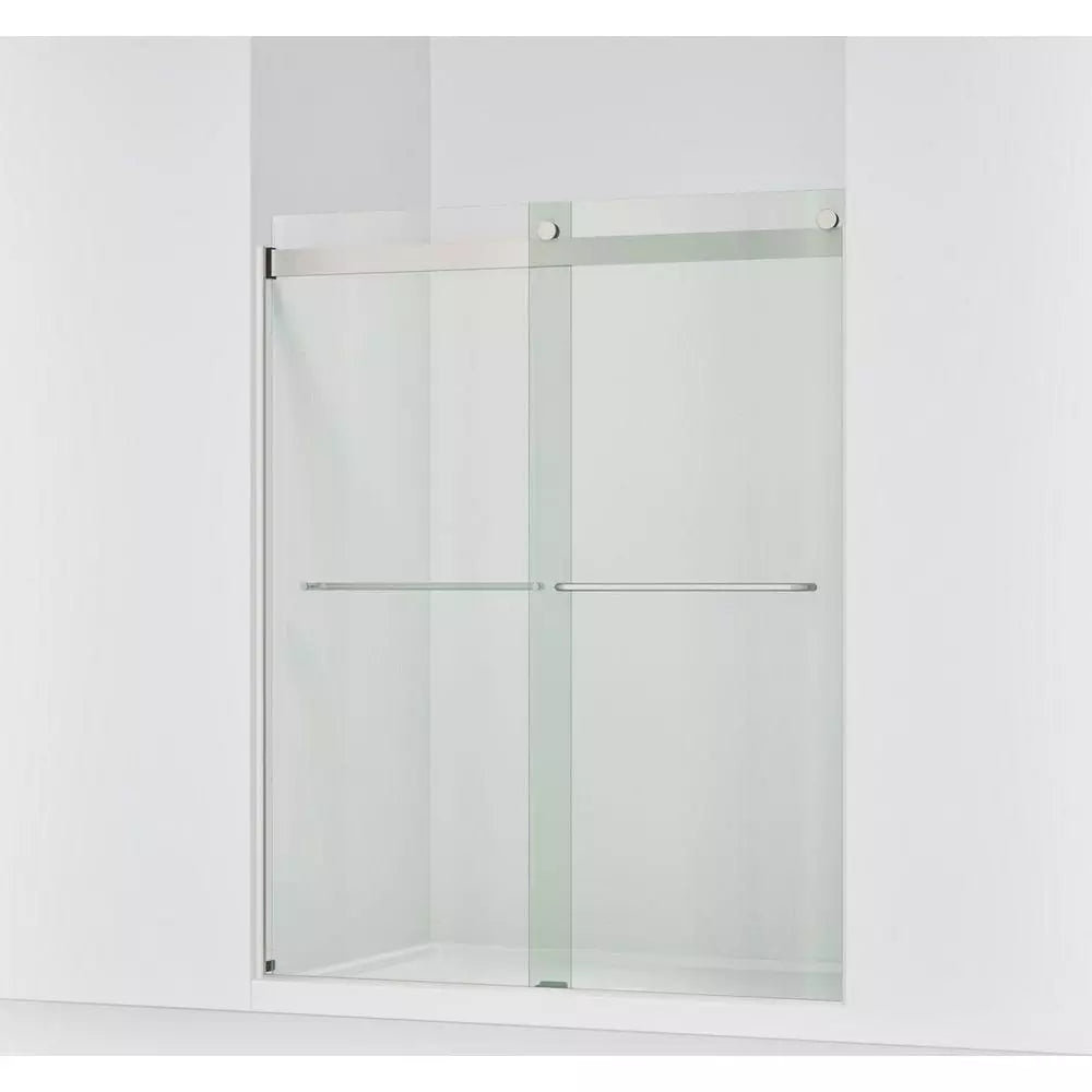 KOHLER Levity 74 x 60-1/4 x 59-5/8 in. Frameless Sliding Shower Door with Crystal Clear Glass in Matte Nickel