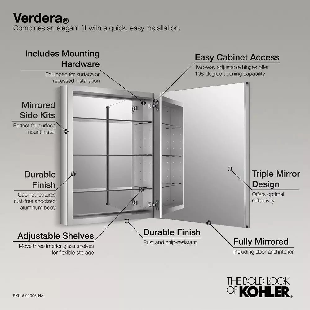 KOHLER Verdera 24 x 30 in. Aluminum Medicine Cabinet