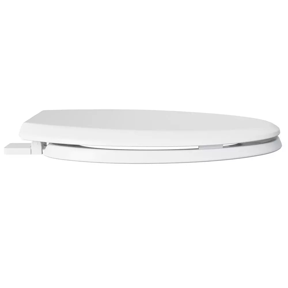 PROFLO Camas Elongated Easy Clean Closed Front Heavy Duty Plastic Toilet Seat with Cover in White