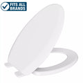 PROFLO Camas Elongated Easy Clean Closed Front Heavy Duty Plastic Toilet Seat with Cover in White