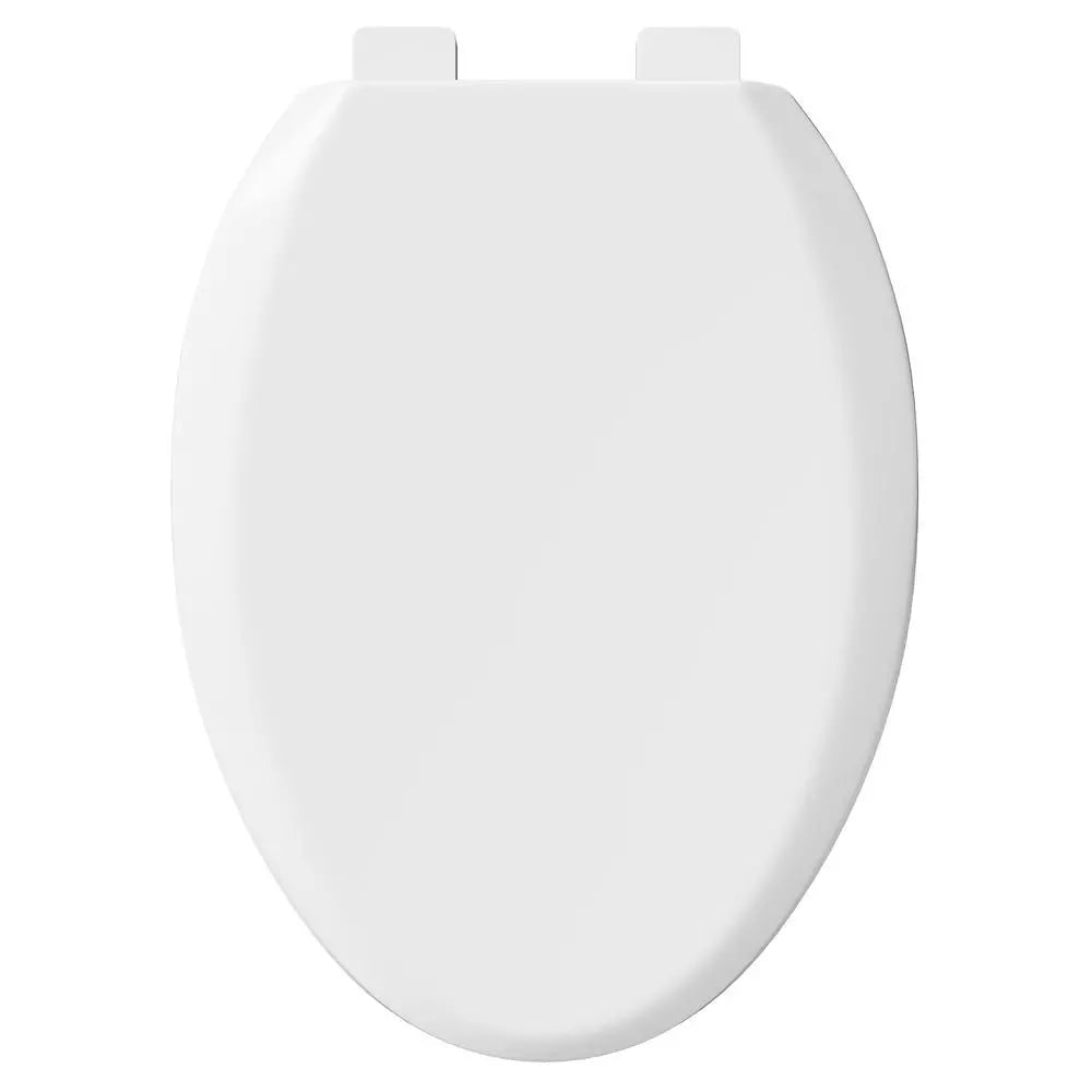 PROFLO Camas Elongated Easy Clean Closed Front Heavy Duty Plastic Toilet Seat with Cover in White