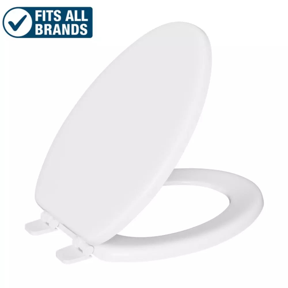 PROFLO Elmore Wood Elongated Closed Front Toilet Seat in White