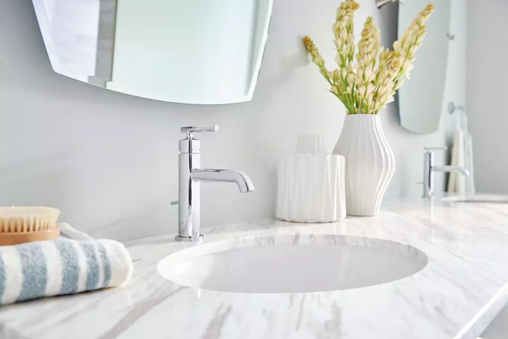 Moen Gibson Single Handle Monoblock Bathroom Sink Faucet in Chrome