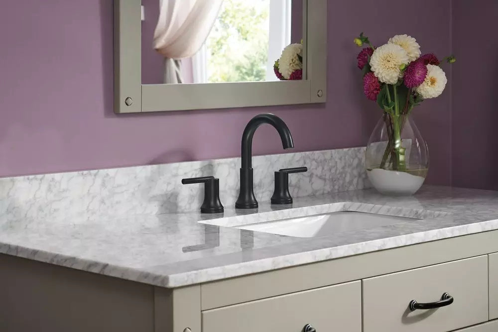 Delta Faucet Trinsic Two Handle Widespread Bathroom Sink Faucet in Matte Black