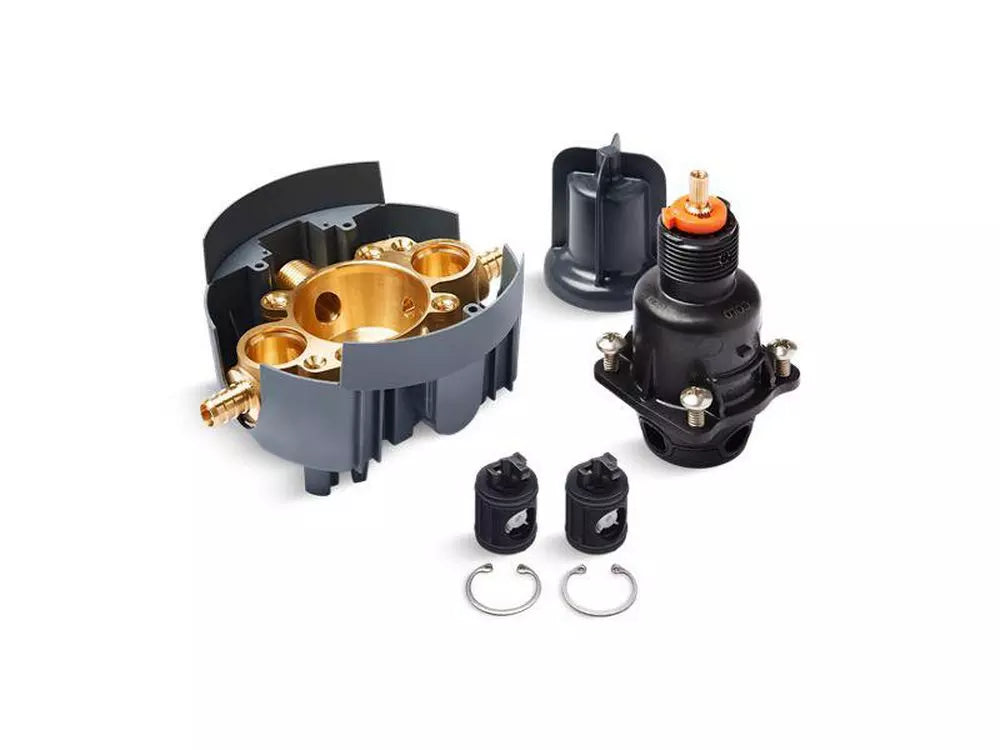 KOHLER Rite-Temp 1/2 in. PEX Crimp Connection Pressure Balancing Valve Body & Cartridge Kit with Stops