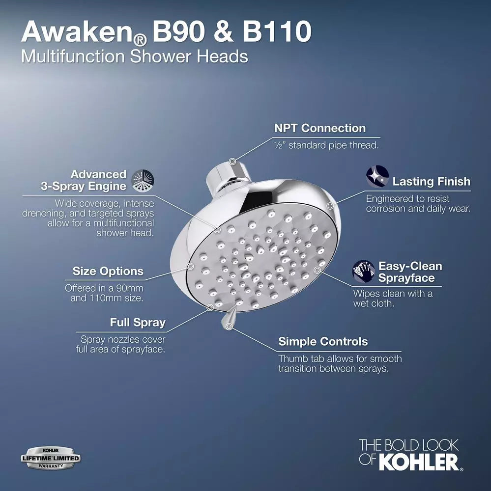 KOHLER Awaken Multi Function Showerhead in Polished Chrome