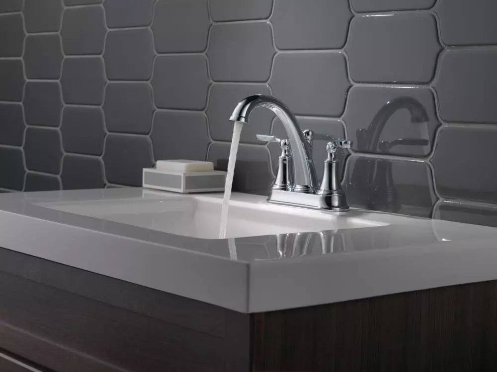 Delta Faucet Woodhurst Two Handle Centerset Bathroom Sink Faucet in Chrome
