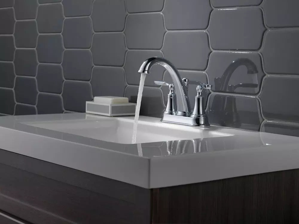 Delta Faucet Woodhurst Two Handle Centerset Bathroom Sink Faucet in Chrome