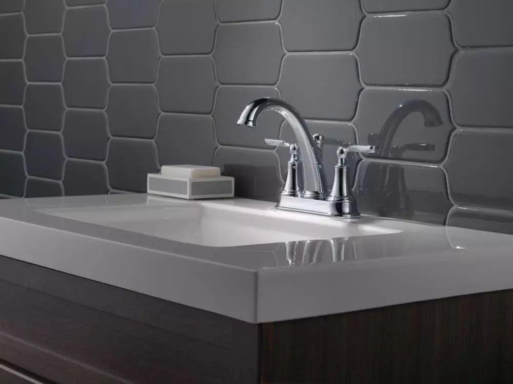 Delta Faucet Woodhurst Two Handle Centerset Bathroom Sink Faucet in Chrome