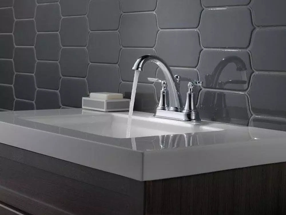 Delta Faucet Woodhurst Two Handle Centerset Bathroom Sink Faucet in Chrome
