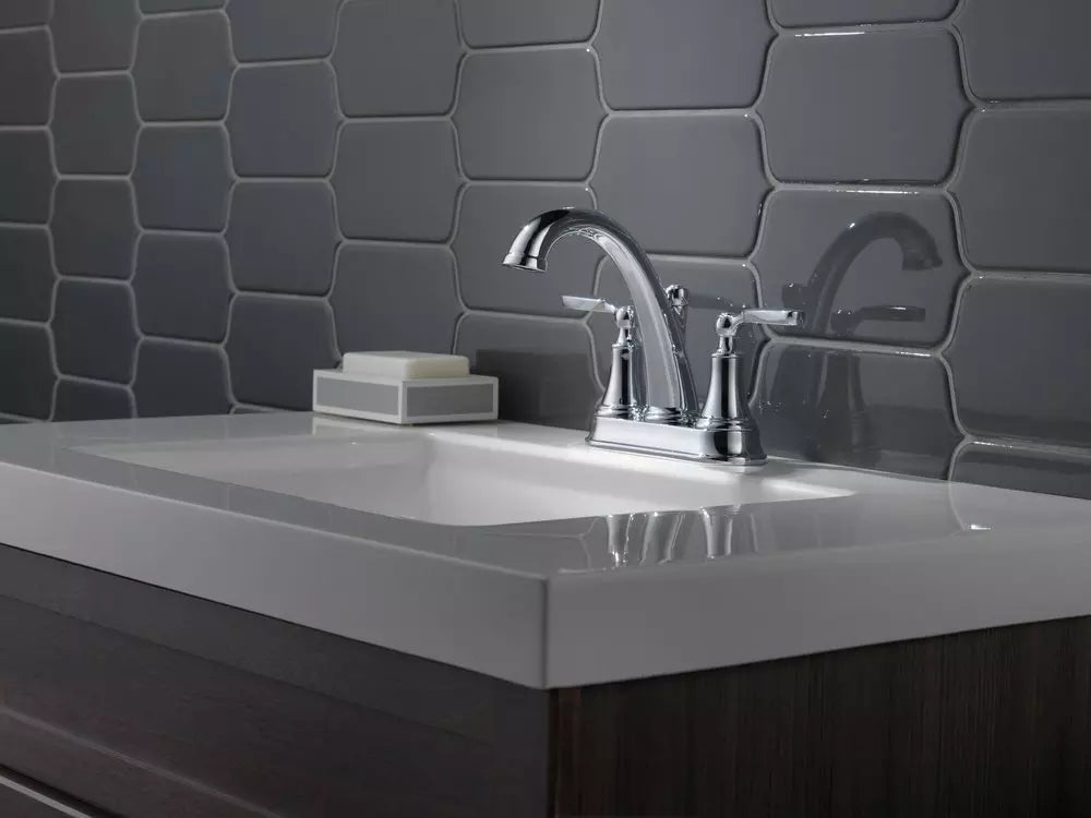 Delta Faucet Woodhurst Two Handle Centerset Bathroom Sink Faucet in Chrome