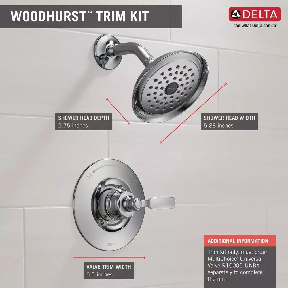 Delta Faucet Woodhurst One Handle Single Function Shower Faucet in Chrome (Trim Only)