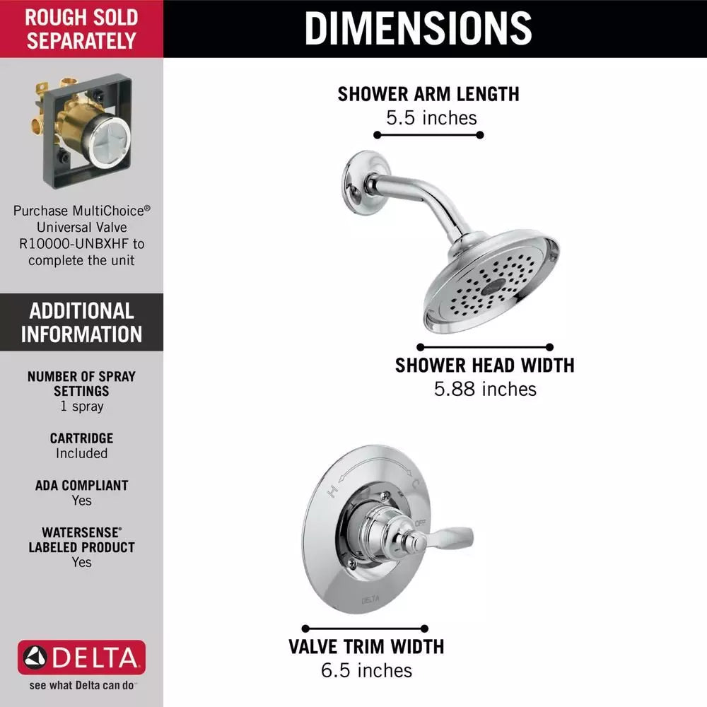Delta Faucet Woodhurst One Handle Single Function Shower Faucet in Chrome (Trim Only)