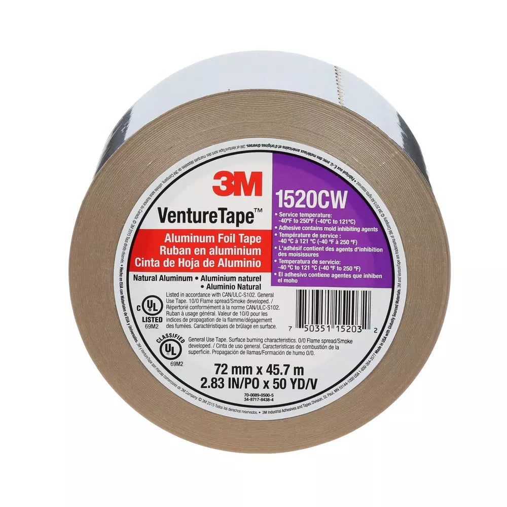 3M Venture Tape 1520CW 3 in. x 50 yd. Silver Aluminum Foil Tape