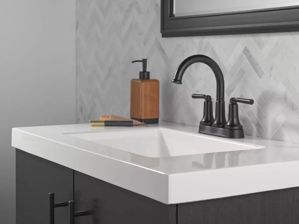 Bathroom Faucet - DELTA FAUCET CO - Two Handle Centerset Bathroom Sink Faucet in Matte Black