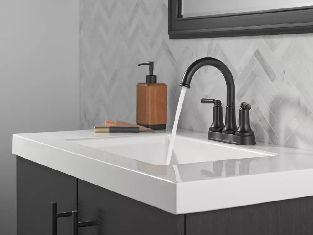 Bathroom Faucet - DELTA FAUCET CO - Two Handle Centerset Bathroom Sink Faucet in Matte Black