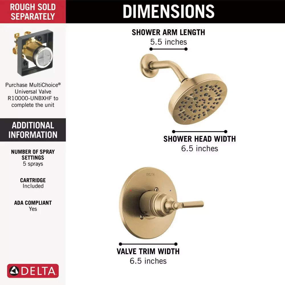 Delta Faucet Saylor Single Handle Multi Function Shower Faucet in Brilliance Champagne Bronze (Trim Only)
