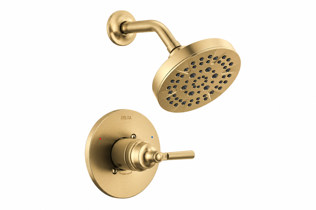 Delta Faucet Saylor Single Handle Multi Function Shower Faucet in Brilliance Champagne Bronze (Trim Only)