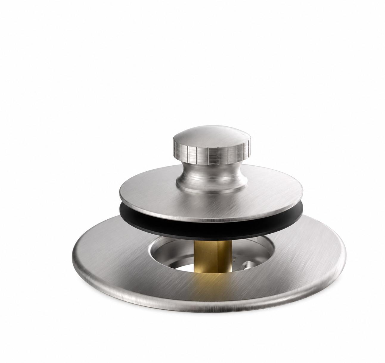 Drain Assembly - JONES STEPHENS CORP - Lift and Turn Brass Tub Stopper and Trim Ring in Brushed Nickel