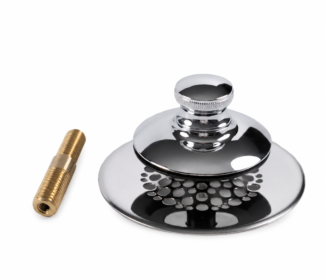 Drain Assembly - JONES STEPHENS CORP - Push/Pull ABS Tub Stopper and Trim Ring in Chrome Plated