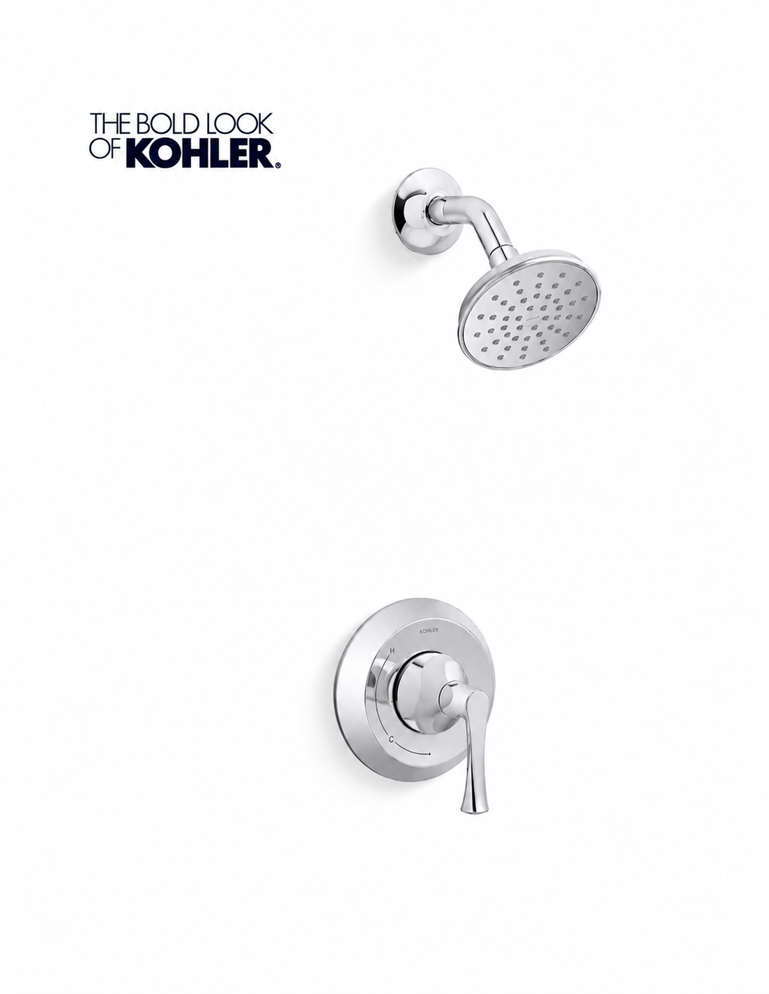 Shower Arm + Flange - KOHLER CO - One Handle Single Function Shower Faucet in Polished Chrome (Trim Only)
