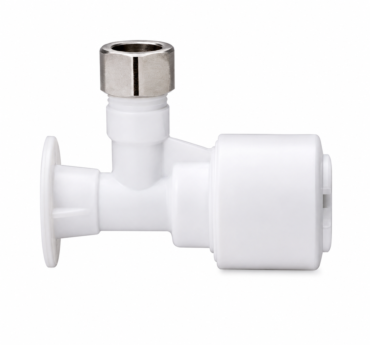Angle Stop Valve - ACCOR TECHNOLOGY INCORPORATED - 1/2 x 3/8 in. Push x OD Compression Pull Angle Supply Stop Valve in White