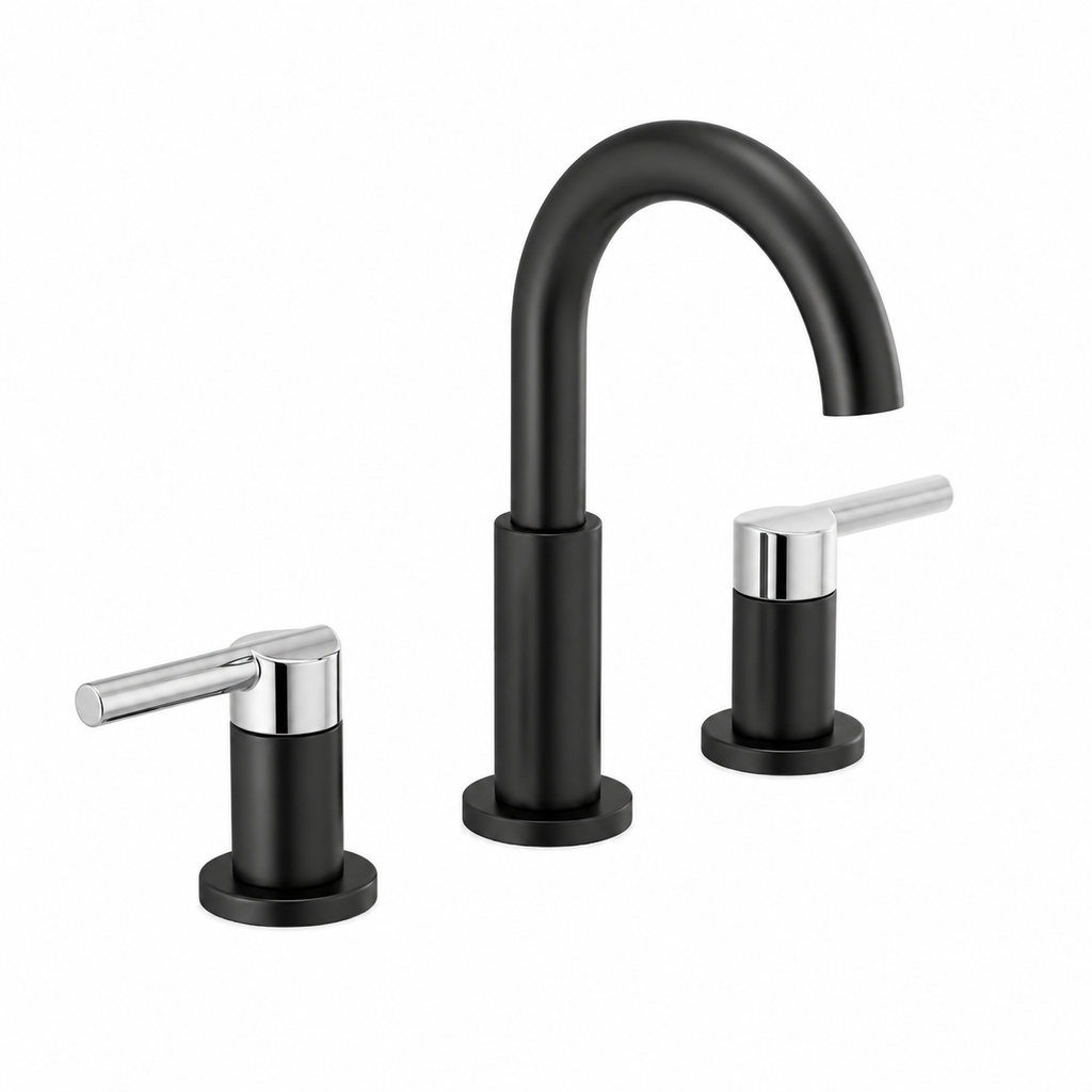 Bathroom Faucet - DELTA FAUCET CO - Two Handle Widespread Bathroom Sink Faucet in Matte Black/Chrome