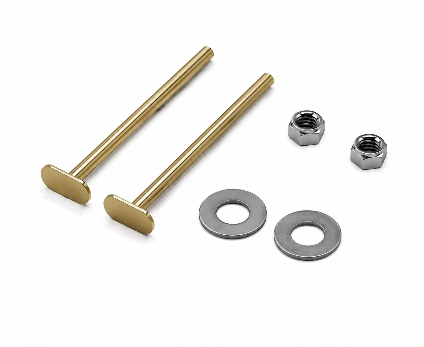 Closet Bolt Kit - PROFLO® 1/4 x 2-1/4 in. Brass Plated Steel Closet Bolts with Round Washers & Hex Nuts