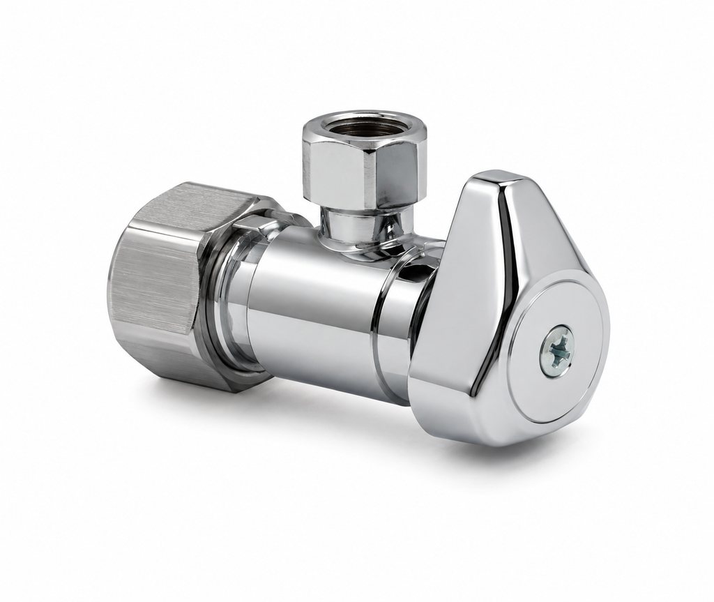 Angle Stop Valve - BrassCraft G2CR09 Series 1/2 x 1/4 in. Compression x OD Compression Angle Supply Stop Valve in Chrome Plated