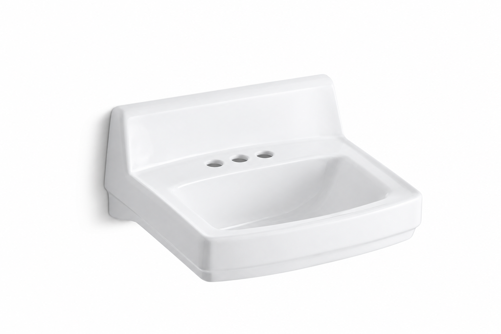 KOHLER Greenwich 20-3/4 in. Wall Mount Rectangular Vitreous China Bathroom Sink in White