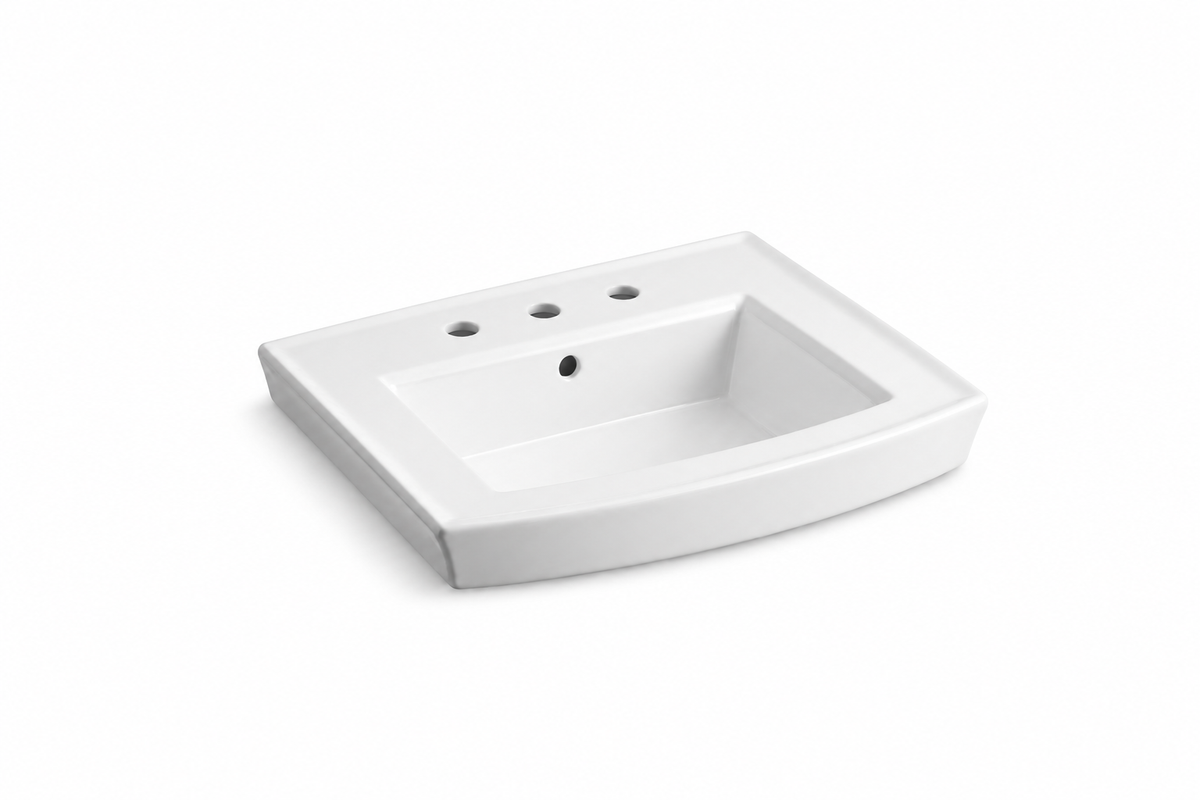 KOHLER Archer 24 in. Rectangular Vitreous China Pedestal Bathroom Sink in White