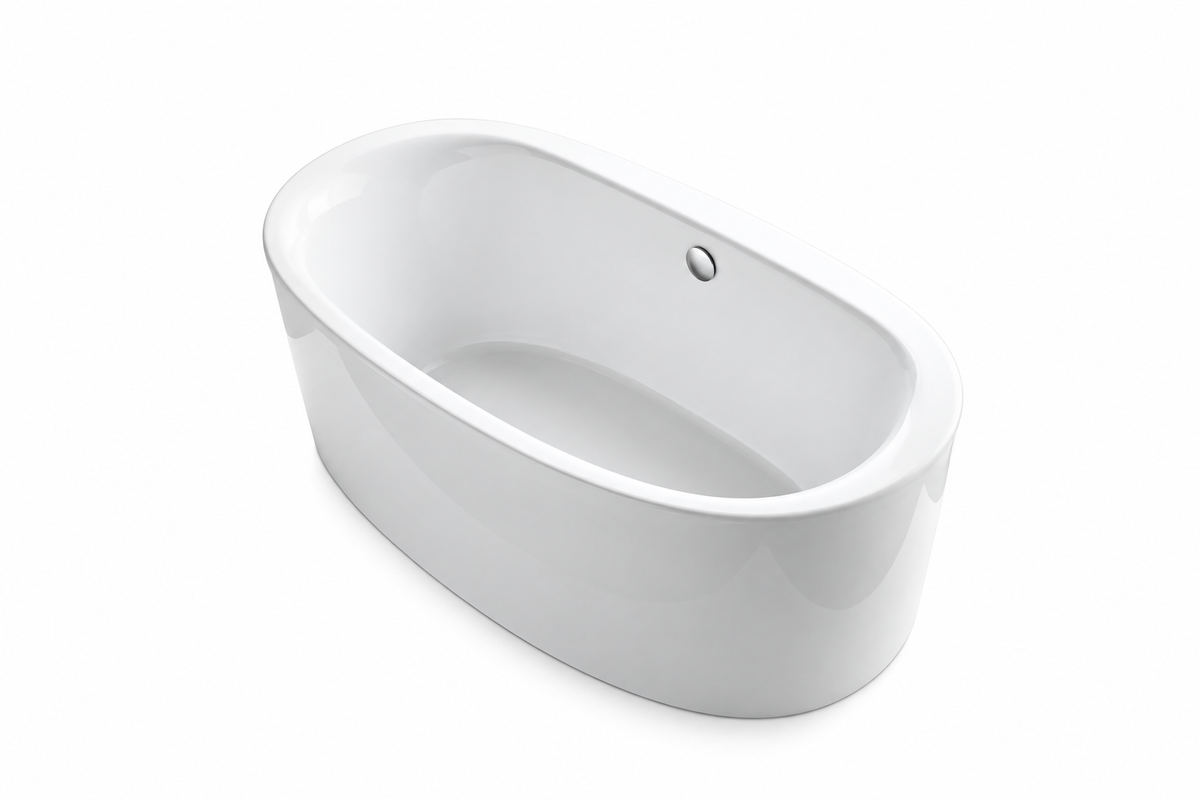 KOHLER Sunstruck 65-1/2 x 36 in. Freestanding Bathtub with Center Drain in White