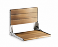 Moen Home Care Wall Mount Wood Fold Down Shower Seat in Stainless Steel