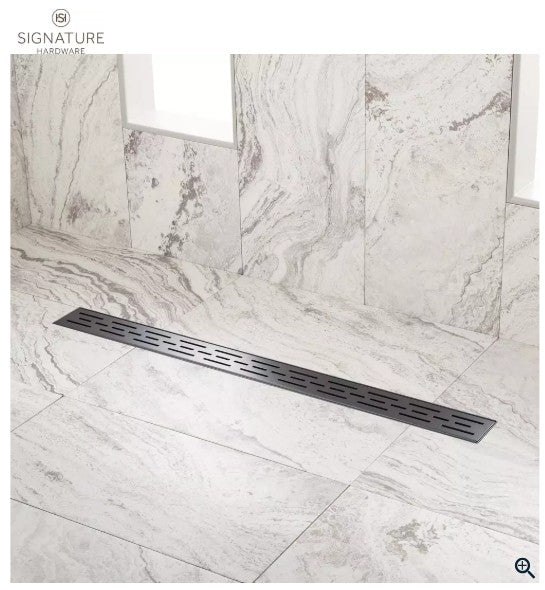Shower Drain - SIGNATURE HARDWARE - 48 in. Linear Shower Drain in Matte Black