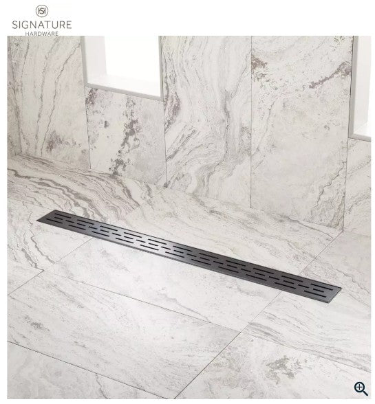 Shower Drain - SIGNATURE HARDWARE - 28 in. Linear Shower Drain in Matte Black