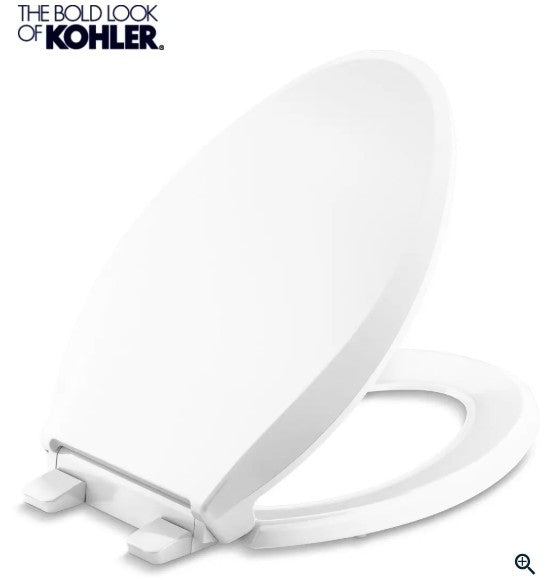 Toilet Seat - KOHLER CO - Elongated Closed-Front Toilet Seat with Soft Close and Quick Release in Biscuit