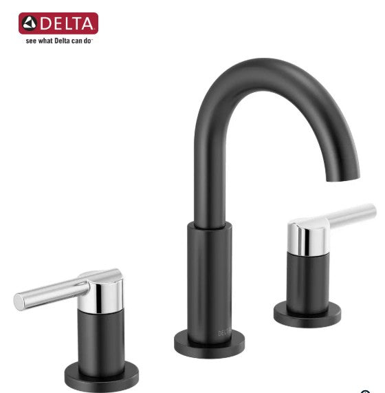 Bathroom Faucet - DELTA FAUCET CO - Two Handle Widespread Bathroom Sink Faucet in Matte Black/Chrome