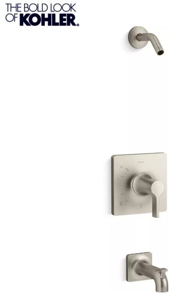 Tub Spout - KOHLER CO - Single Handle Bathtub & Shower Faucet in Vibrant® Brushed Nickel (Trim Only)