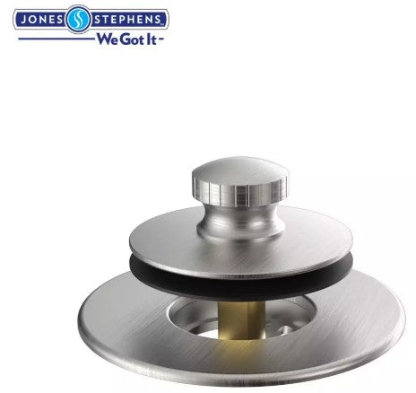 Drain Assembly - JONES STEPHENS CORP - Lift and Turn Brass Tub Stopper and Trim Ring in Brushed Nickel